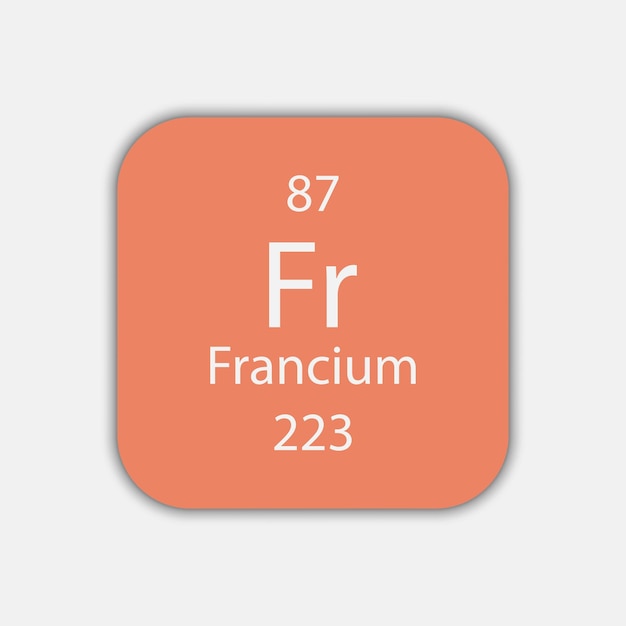 Francium-symbool Scheikundig element van het periodiek systeem Vectorillustratie