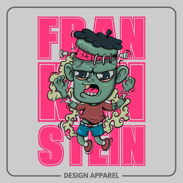 Frankenstein illustratie t-shirt en kleding printing design