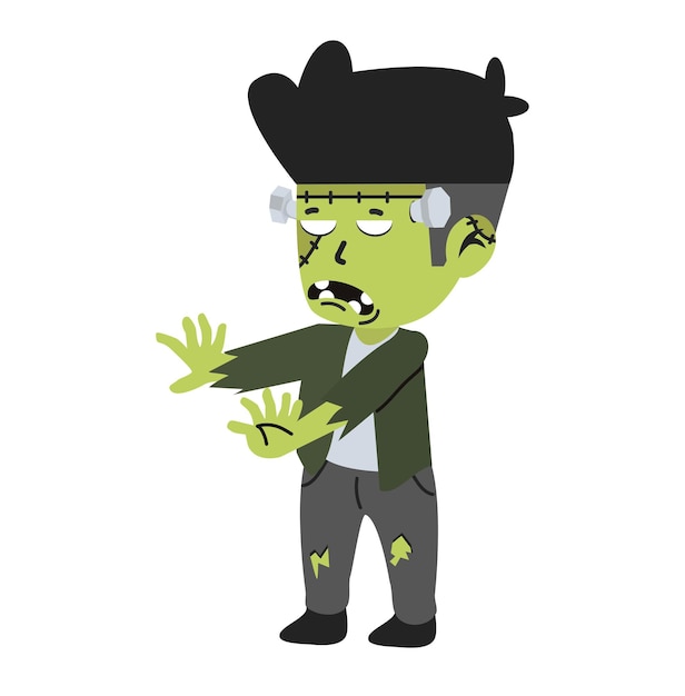 Frankenstein monster Halloween cartoon flat