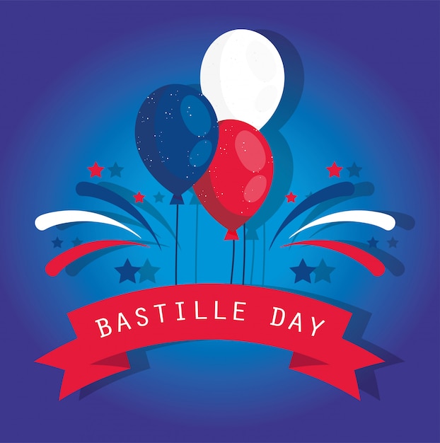 Frankrijk ballonnen met lint van gelukkige bastille dag