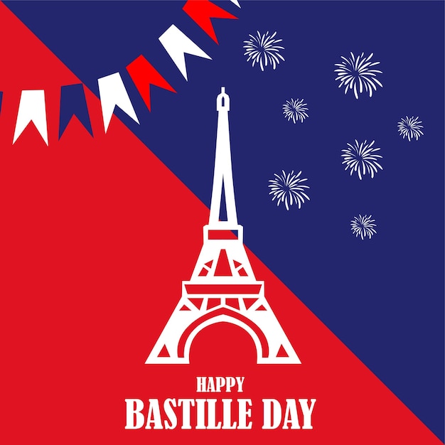 Frankrijk Bastille dag achtergrond met vlag en Eiffeltoren Bastille dag vector groet poster