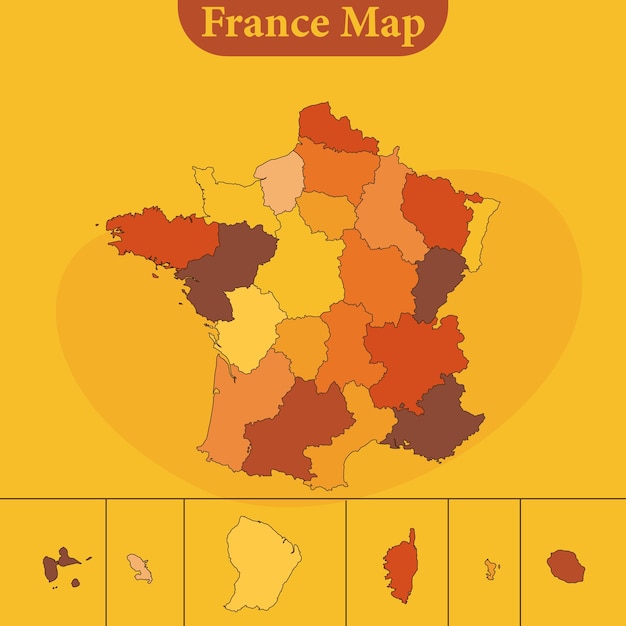 Frankrijk kaart vector met regio's en steden lijnen en volledige elke regio