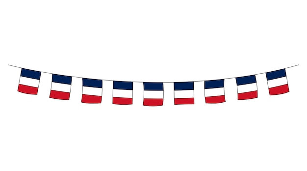 Vector frankrijk land doodle hangende vlaggen franse driekleurige bunting streamer vector illustratie