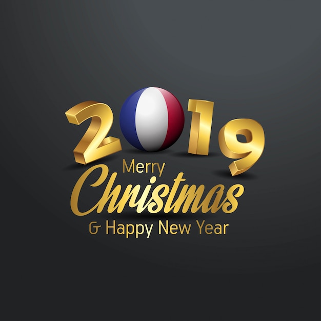 Frankrijk vlag 2019 merry christmas typografie