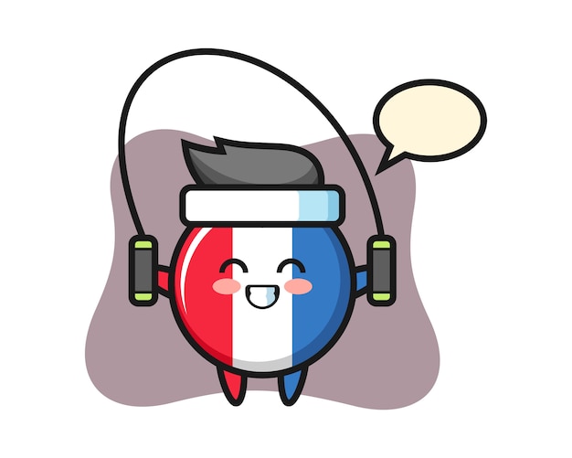 Frankrijk vlag badge karakter cartoon met springtouw