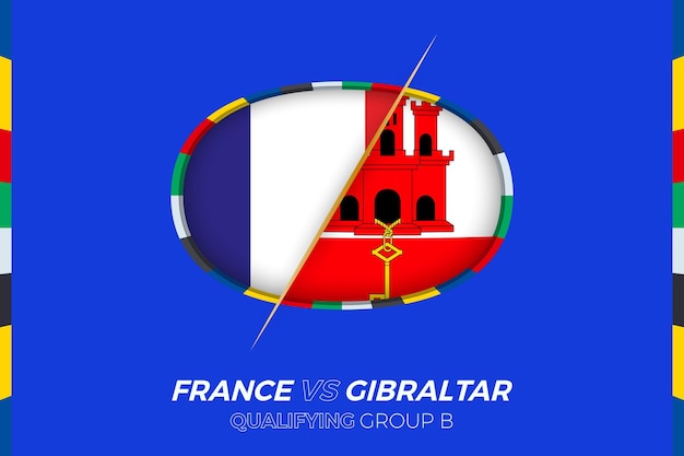 Frankrijk vs gibraltar icoon voor kwalificatiegroep b voor europees voetbaltoernooi