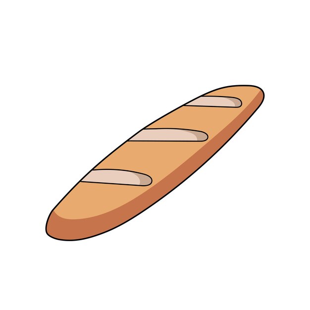 Vector frans baguettebrood in een platte stijl gezond traditioneel brood voedsel symbool geïsoleerd