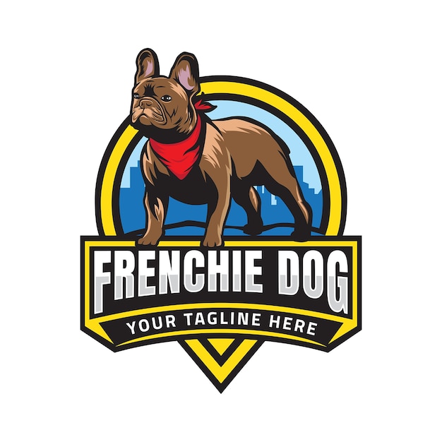 Vector franse bulldog badge logo