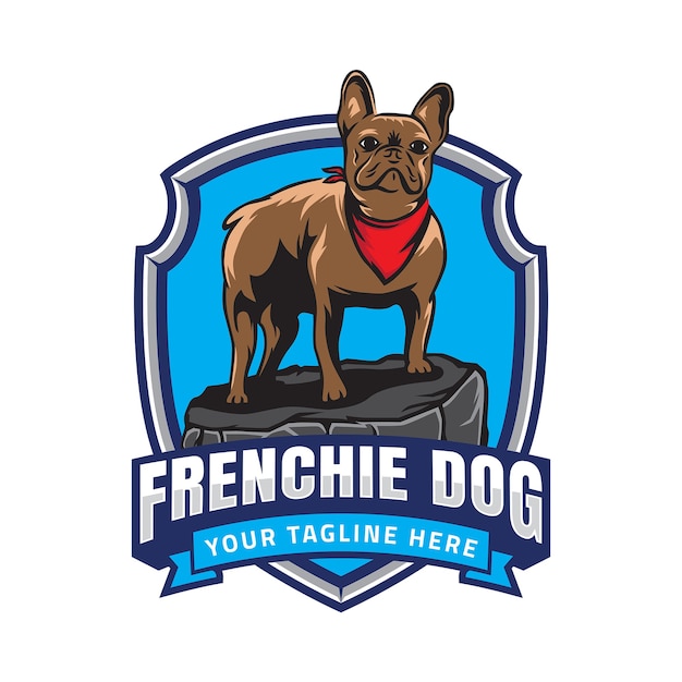 Vector franse bulldog badge logo