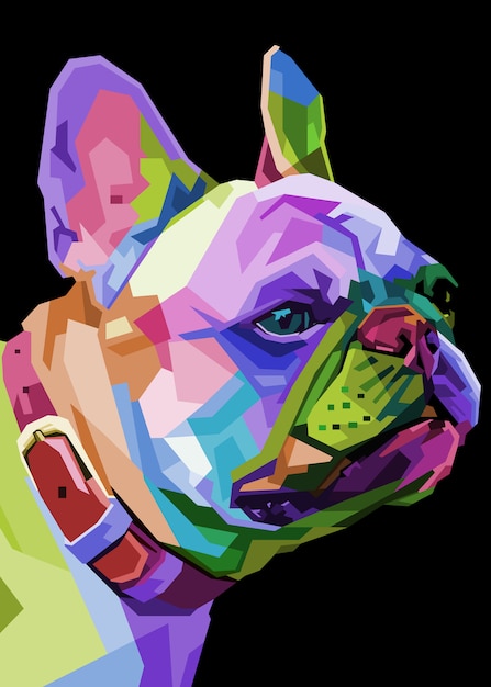 Franse bulldog op geometrische pop-art stijl