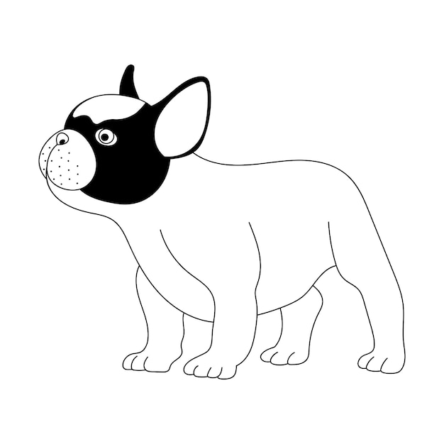 Vector franse bulldog zit voor een witte achtergrond