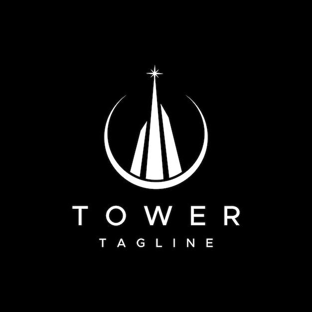 Franse eiffeltoren gebouw en hoge toren Logo sjabloonontwerp met bewerkbare vectorillustratie