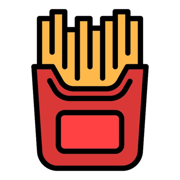 Vector franse friet pictogram omtrek vector aardappel voedsel fry pak kleur vlak