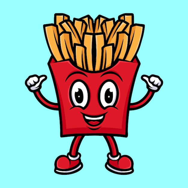 Vector franse frietjes cartoon pictogram logo vector