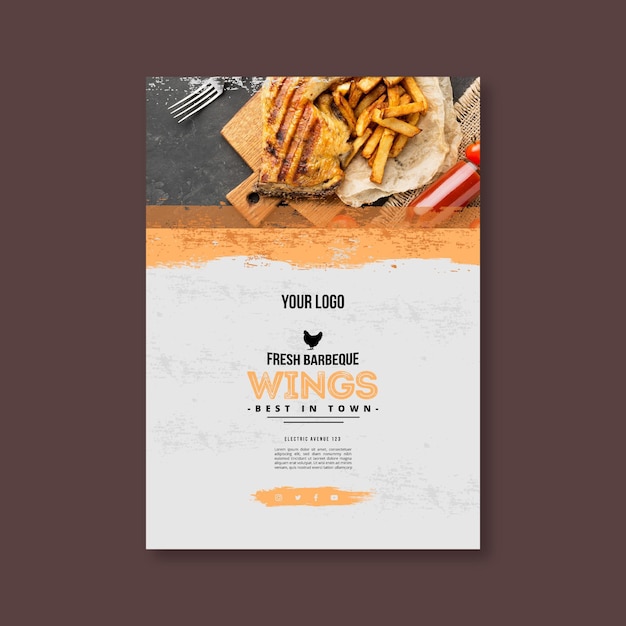 Vector franse frietjes en bbq-poster sjabloon