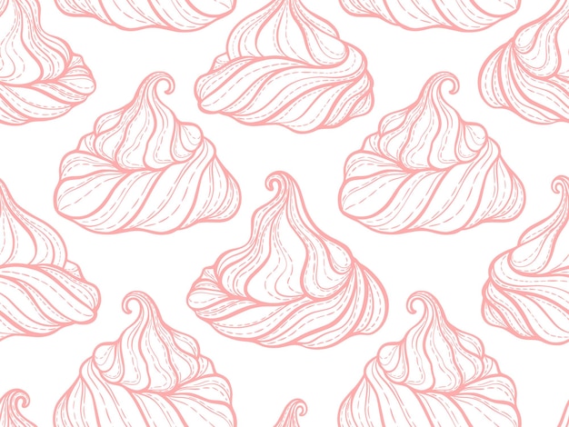 Franse meringue cookies naadloze patroon doodle decoratieve hand getrokken vectorillustratie