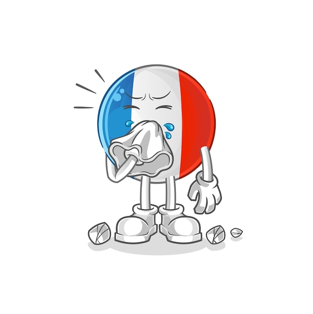 Franse vlag blazende neus karakter. cartoon mascotte vector