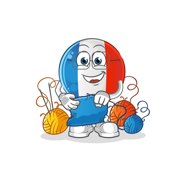 Franse vlag kleermaker mascotte. cartoon vector