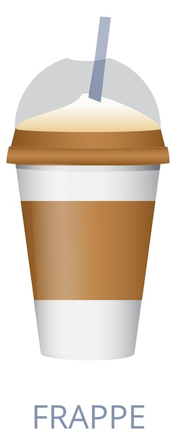Vettore illustrazione della tazza di caffè frappe bevanda alla caffeina congelata