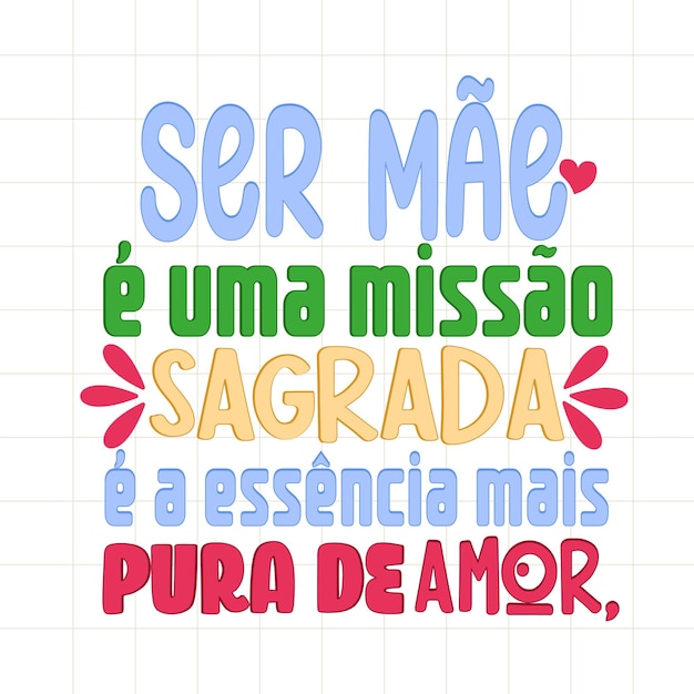 Vector frase do dia das maes em portugues brasileiro