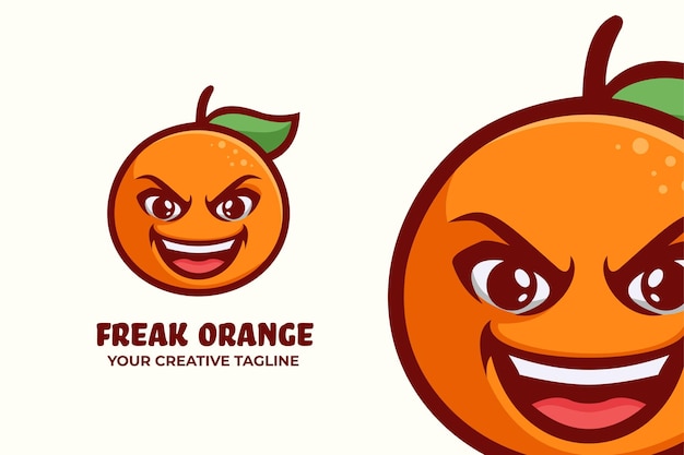 Freak orange fruit logo mascot template