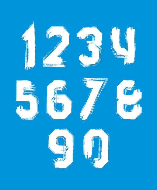 Vector freak white graffiti digits set of vector unusual numbers drawn with real ink brush