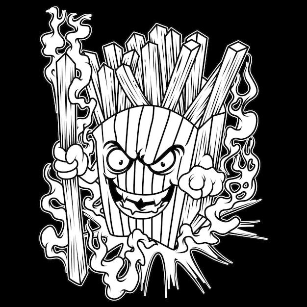 Fredfries black and white illustration