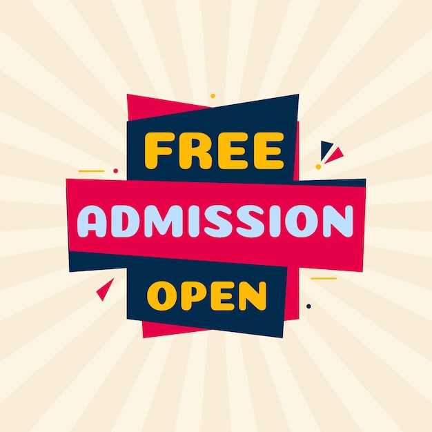 Free Admission Open Tag Abstract Shape for educational banner