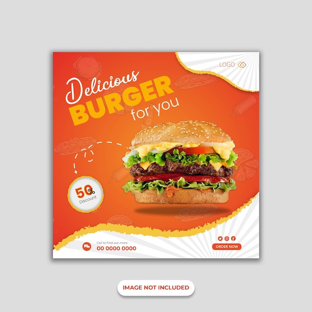 Vettore template di post sui social media gratuiti di ai delicious burger