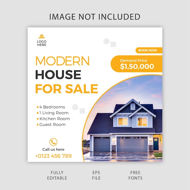 Free AI real estate house property instagram post or social media banner template