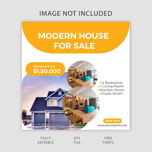 Free AI real estate house property instagram post or social media banner template