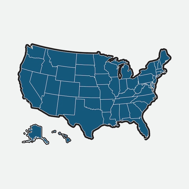 無料の青いベクトル アメリカ合衆国地図の背景