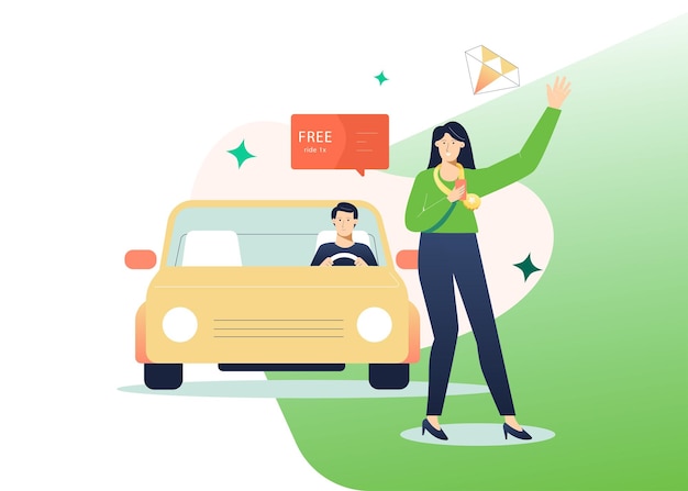 Free car ride vector illustration concept