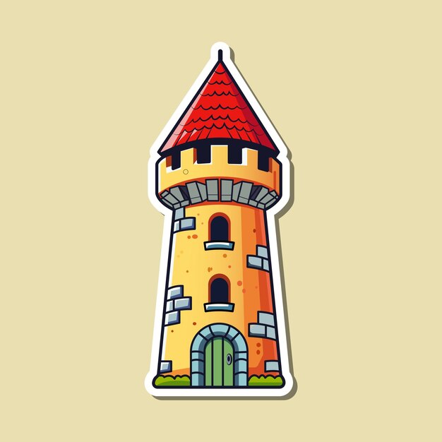 Vector free castle tower cartoon vector illustration