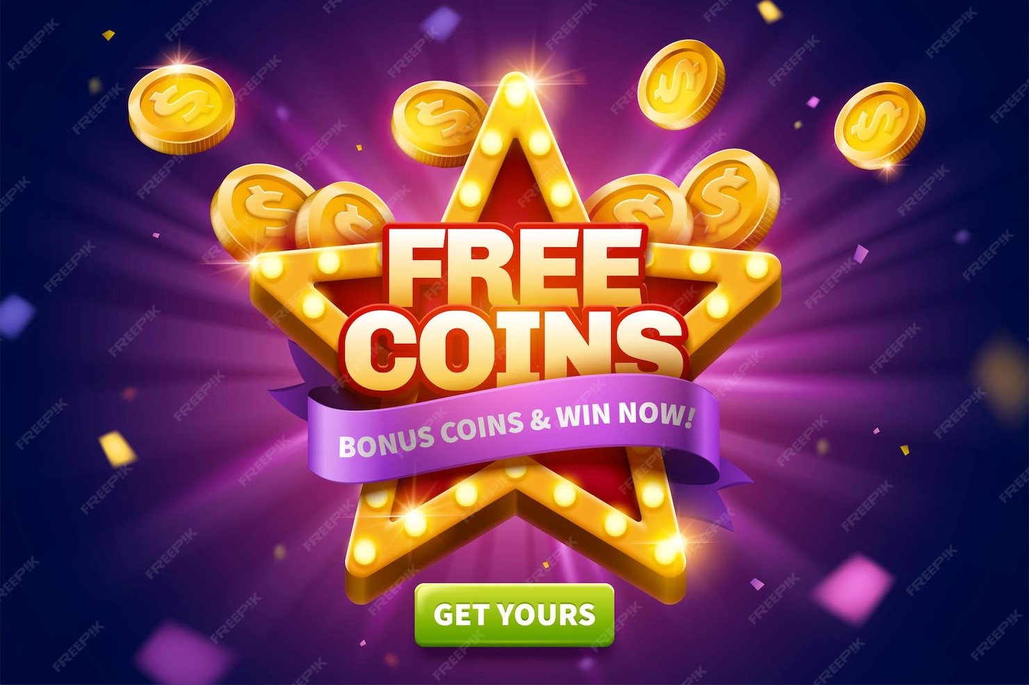 Premium Vector Free coins pop up ads with golden coins flying out
