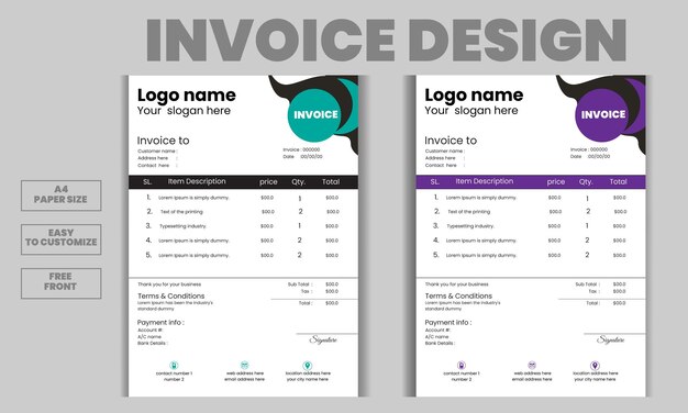 Vector free and creative vector business money bill amp invoice template design