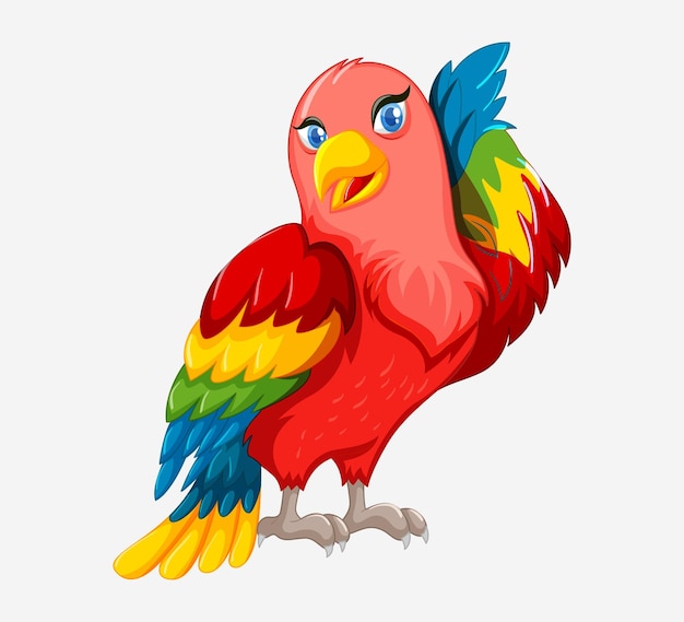 Vector free cute parrot cartoon character vector illustration