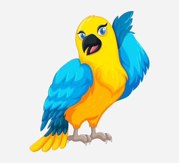 Free Cute yellow parrot cartoon character vector illustration
