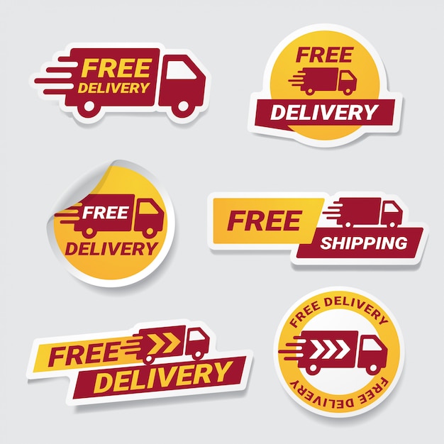 Vector free delivery badge sticker set.