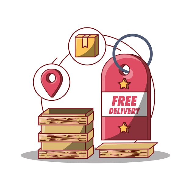 Free delivery design with related icons