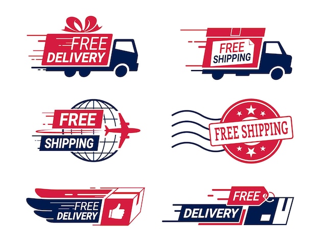 Vector free delivery icons courier car truck and parcel