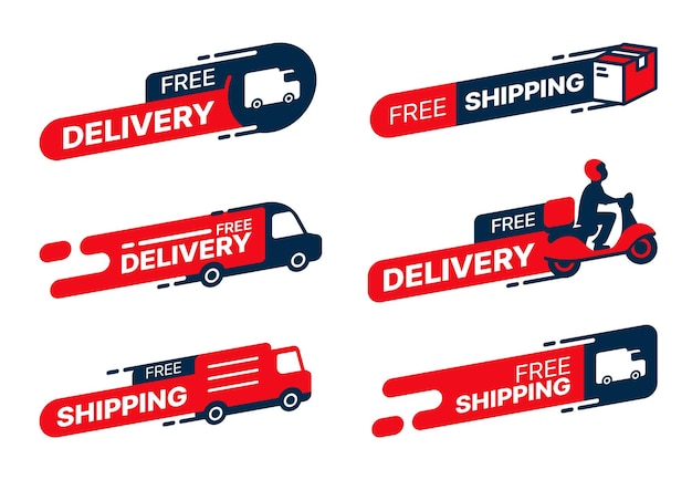 Vector free delivery icons fast shipping courier service