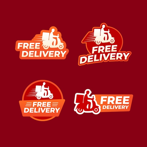 Vector free delivery promo item courier logo online shopping bonus badge sticker tags shipping template