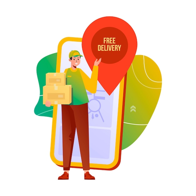 Free delivery service for online shopping flat design