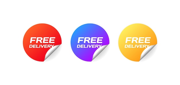 Vector free delivery sticker flat color delivery of goods free delivery vector icons