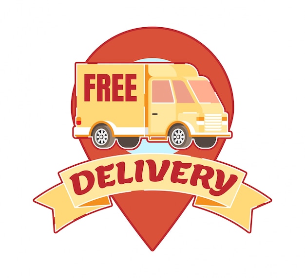 Free delivery truck vector badge illustration