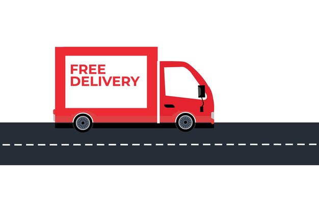 Free delivery vector illustration with car.