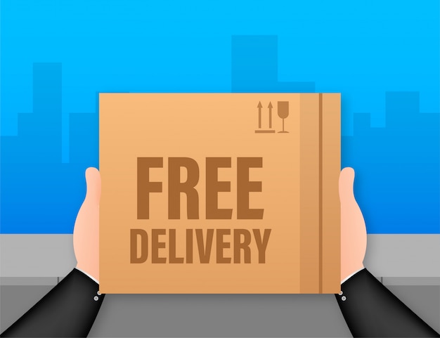 Free delivery. web banner for delivery services and e-commerce. stock illustration.