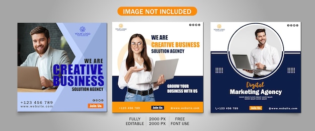 Vector free digital marketing agency and corporate social media banner or instagram post template