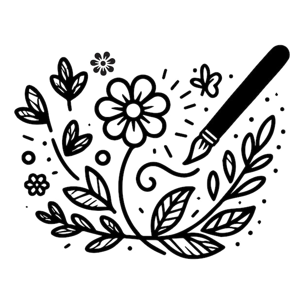 Free Download vector flower line art illustration